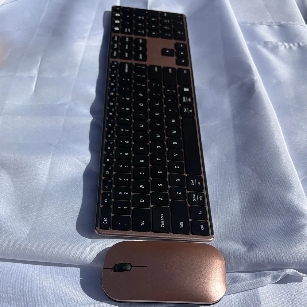 Wireless Keyboard and Mouse Set - Black and Bronze
